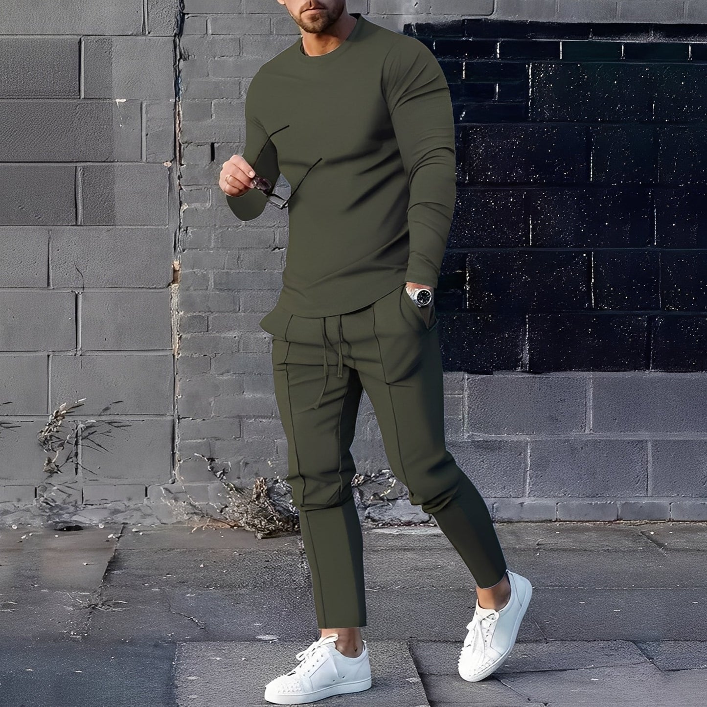 Herren Set Pullover und Hose Baumwolle Bequem