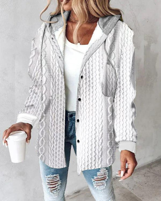 Weißer Einfarbiger Hoodie Damen Herren Norvielle Baumwolle - Norvielle