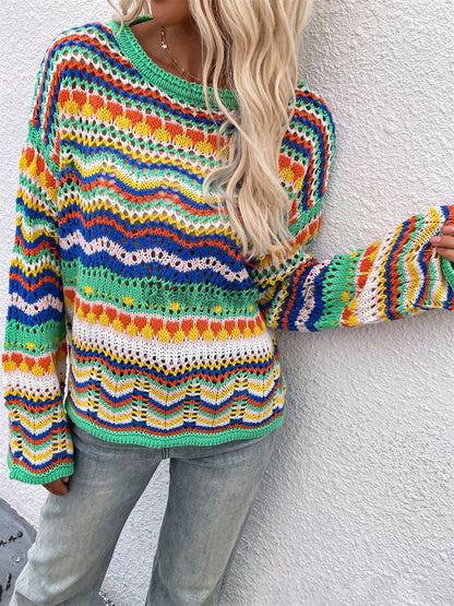 Wochenendpullover Lang Damen Baumwolle Beige