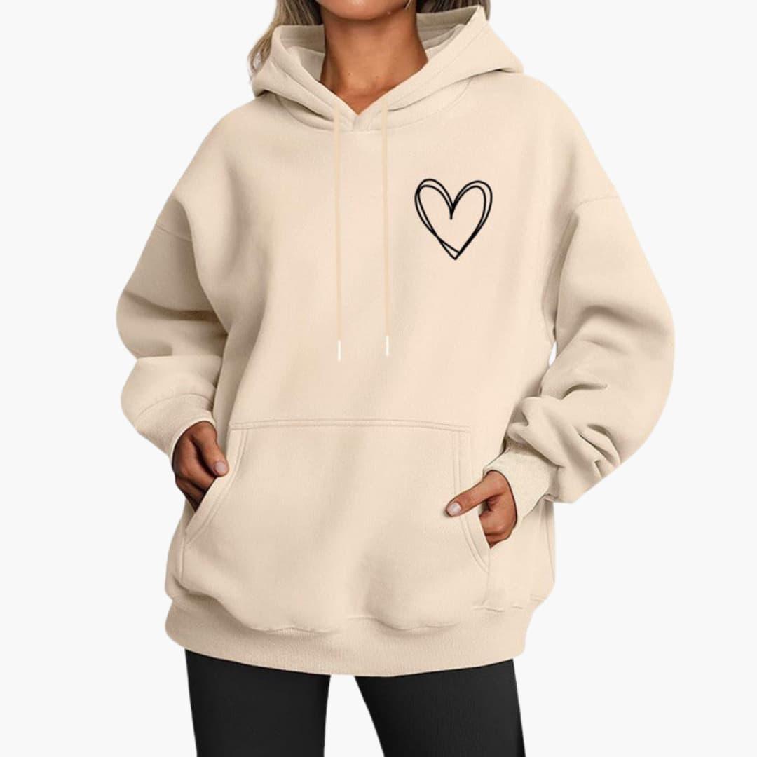 Damen Hoodie Kapuzenpullover Herzdruck