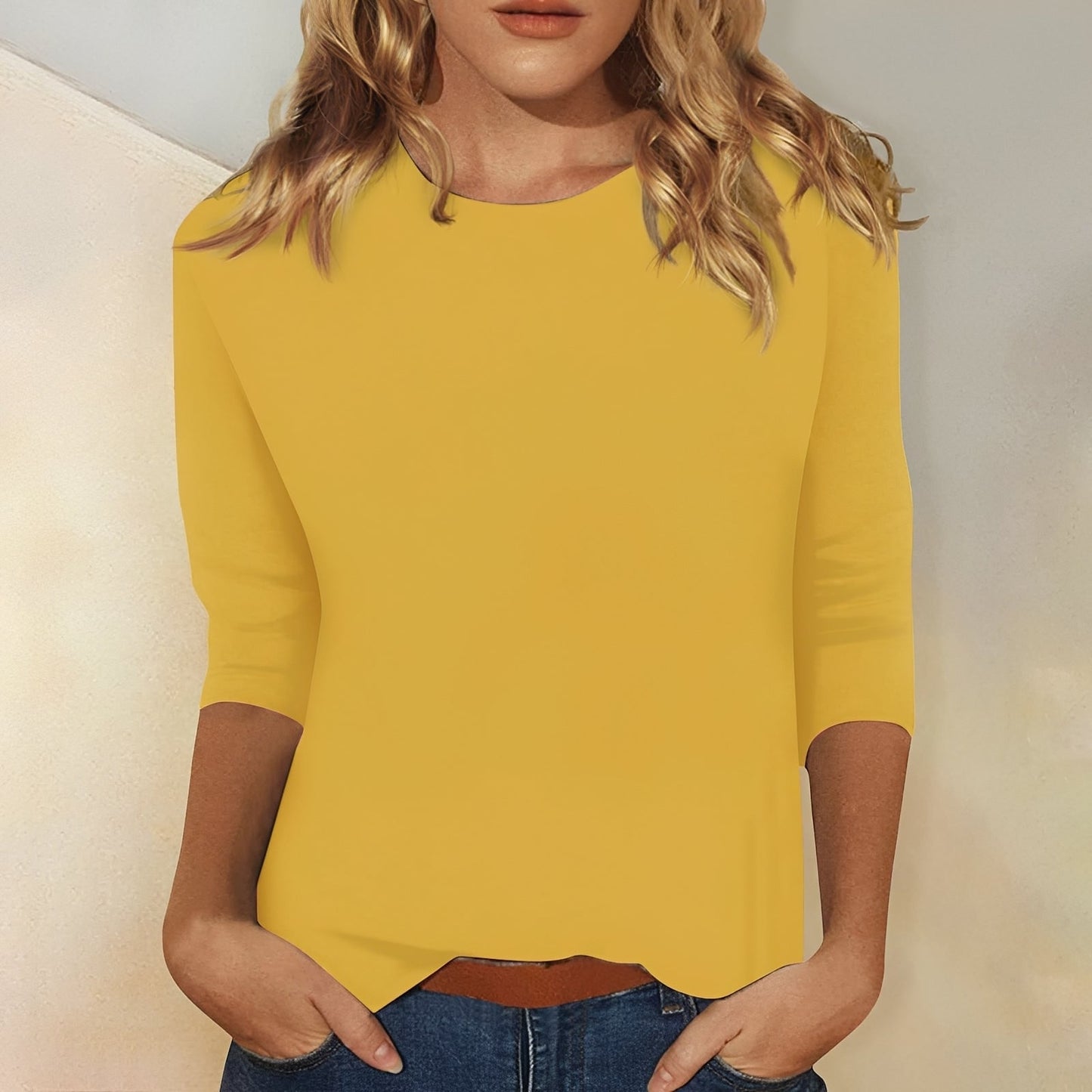 Damen Shirt 3/4 Ärmel Komfortbares Oberteil für Alltag