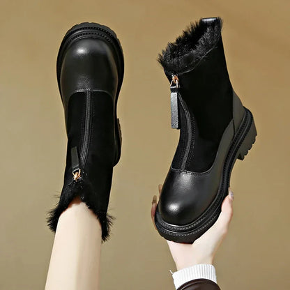 Damen Winterstiefel Schneeschuhe Profilsohle Mit Frontreißverschluss