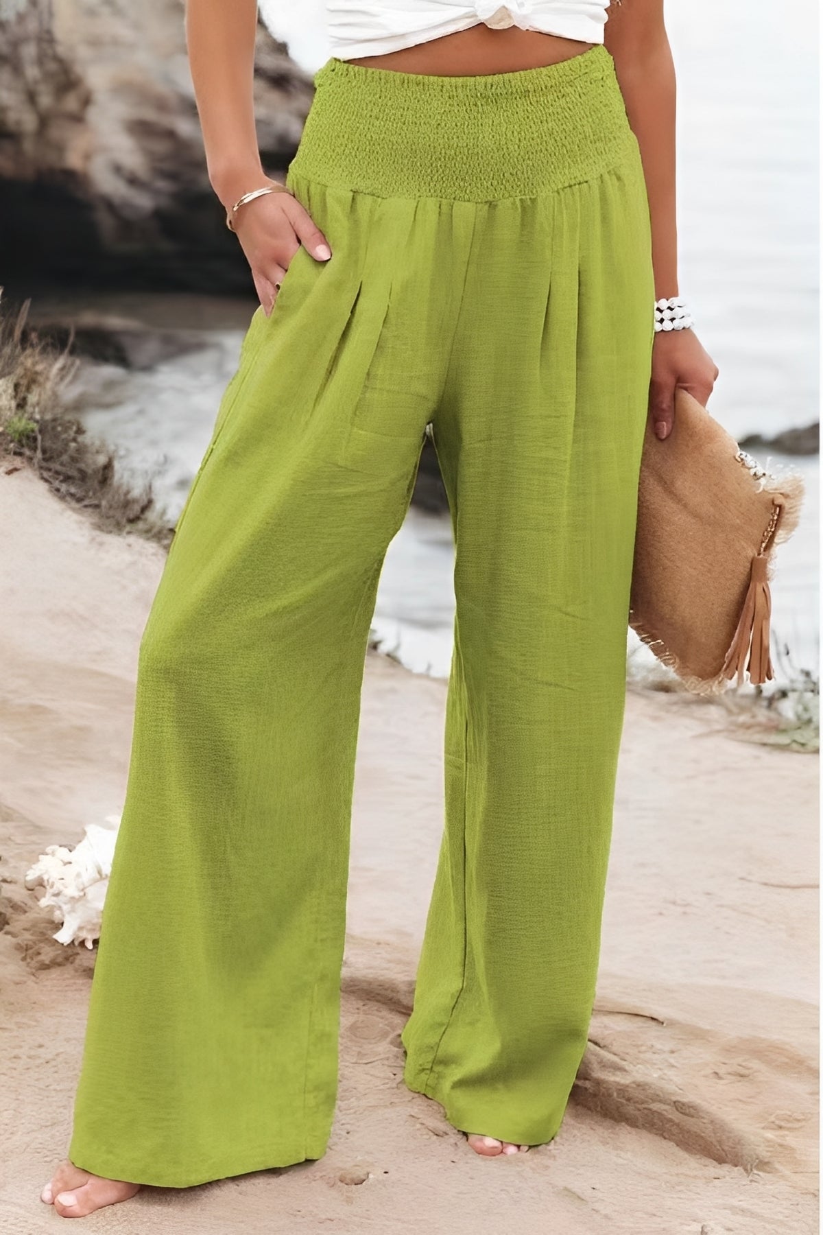 Damen Hochtaillierhose Weites Bein
