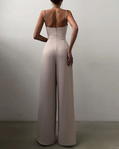 Damen Jumpsuit Elegantes Fließendes Design Spaghettibänder