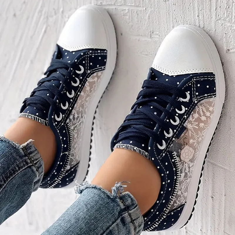 Damen Sneaker Mesh Blumenstickerei