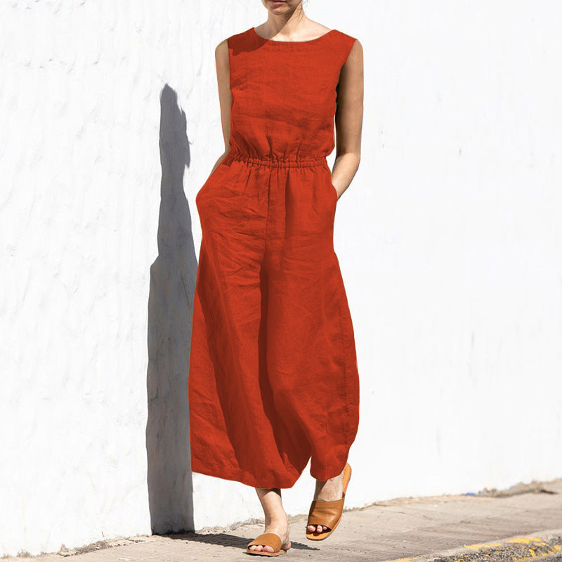 Damen Jumpsuit Ärmellos Leicht