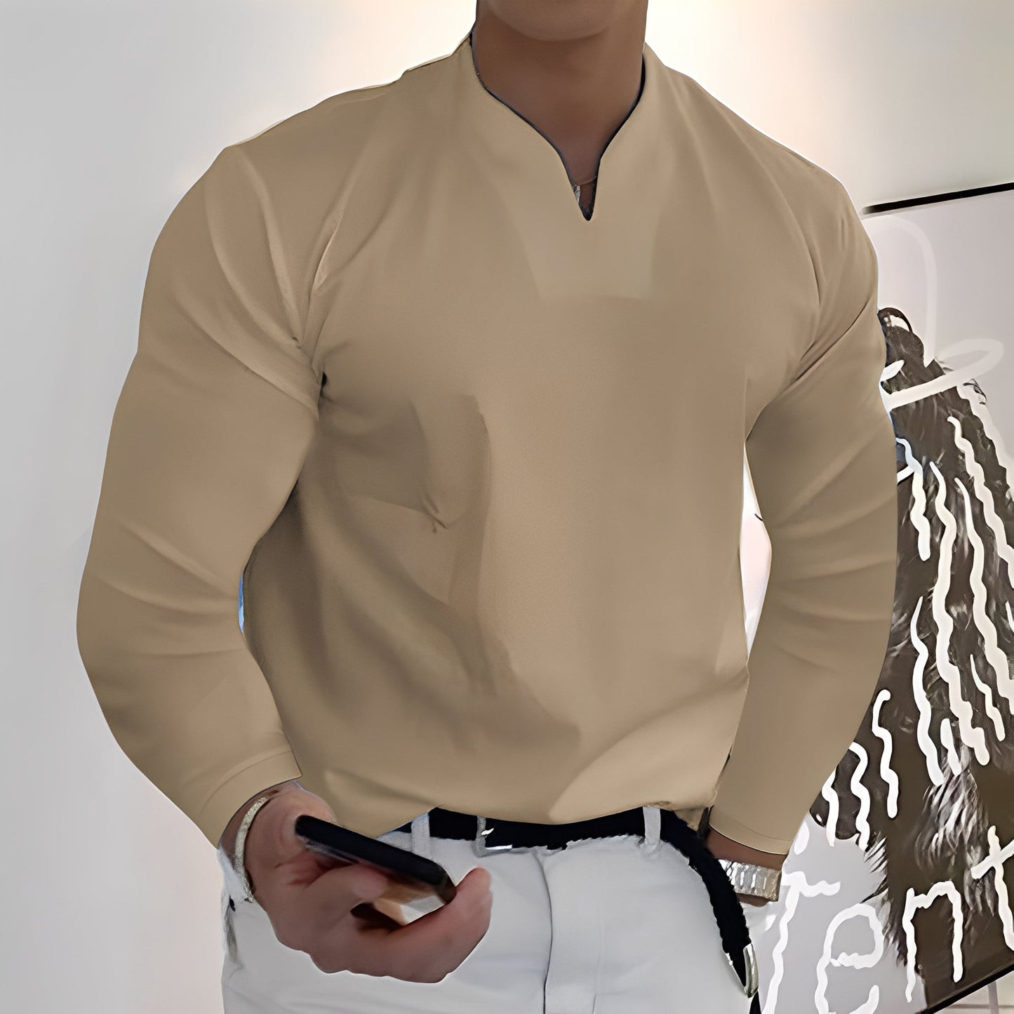 Herren Langarmhemd Freizeit Baumwolle Weiß - Norvielle