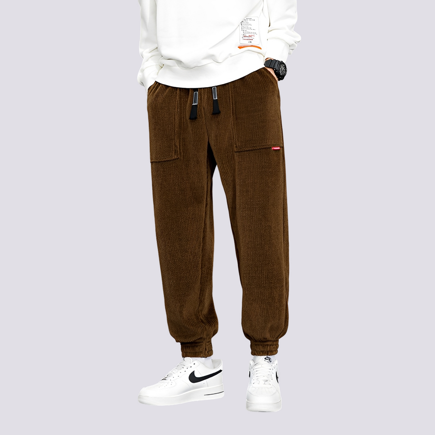 Benji Herren Cord-Jogginghose Lässig Beige