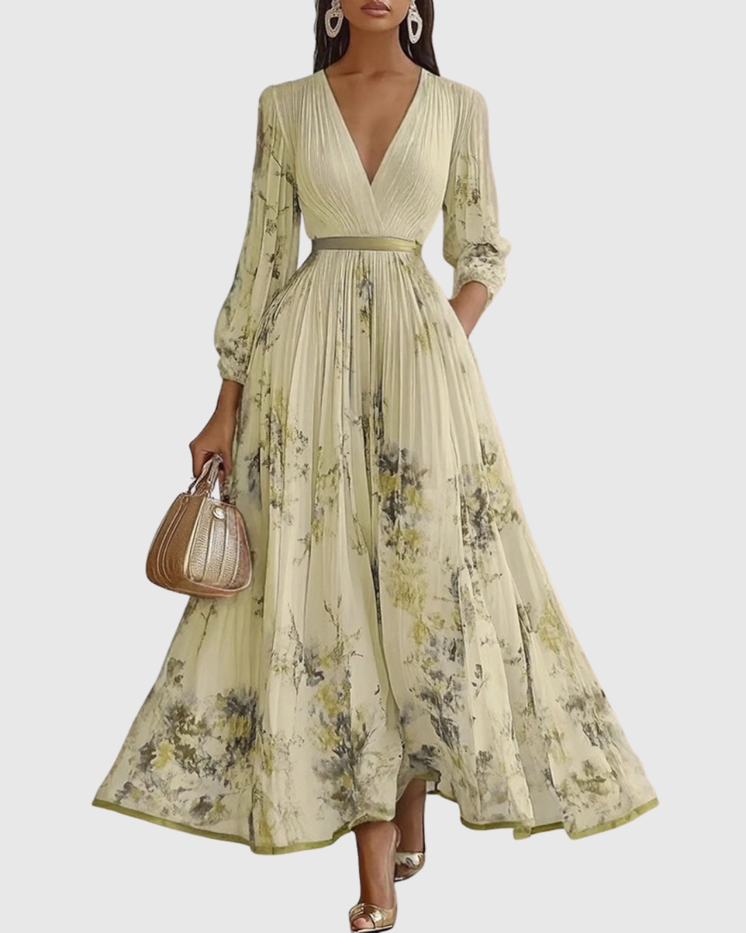 Isabella Damen Ärmelloses Blumenkleid Midi Geplissiert