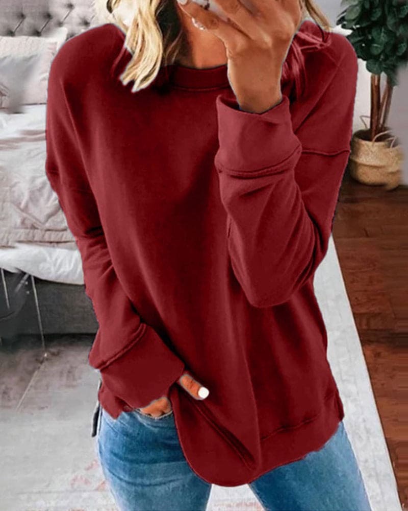 Norvielle Damen Sweatshirt Einfarbig