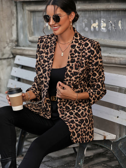 Norvielle Damen Langblazer Leopardenmuster