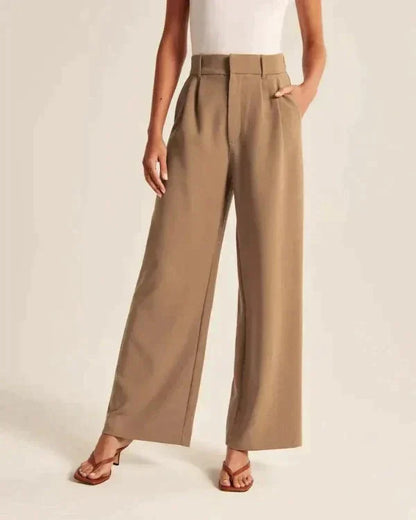 Damen Pantalon Weite Beine Hohe Taille