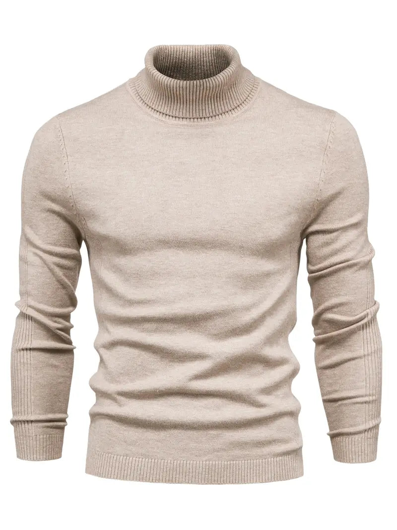 Herren Rollkragenpullover Slim Fit Langarm Strick