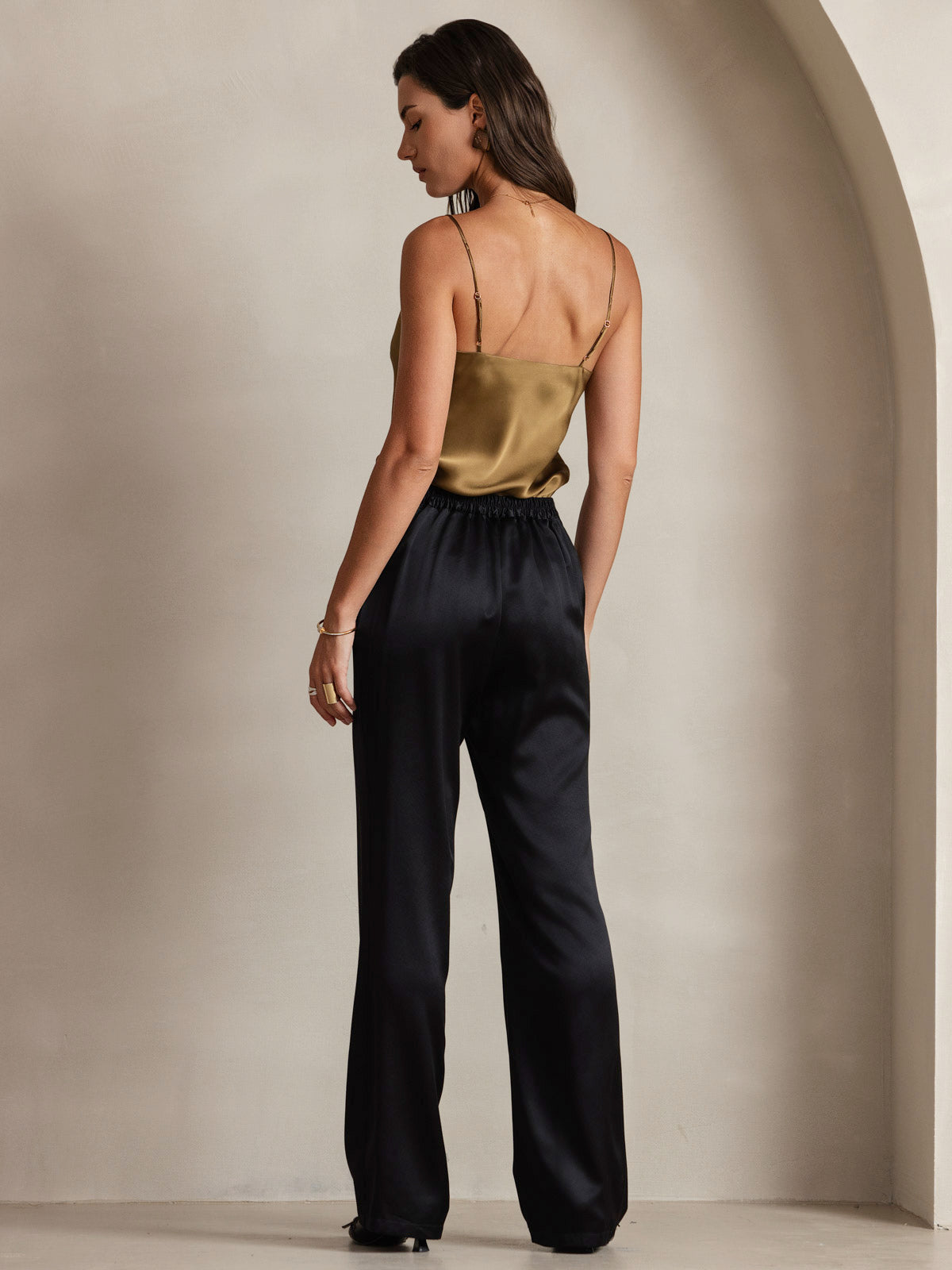 Seidencamisole Damen V-Ausschnitt Spaghettiträger