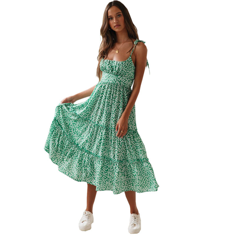 Damen Maxikleid Rüschen Details Träger Norvielle