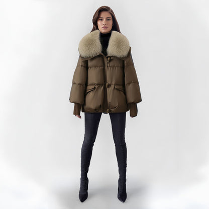 Gretl Damen Pufferjacke Kunstpelz Kragen