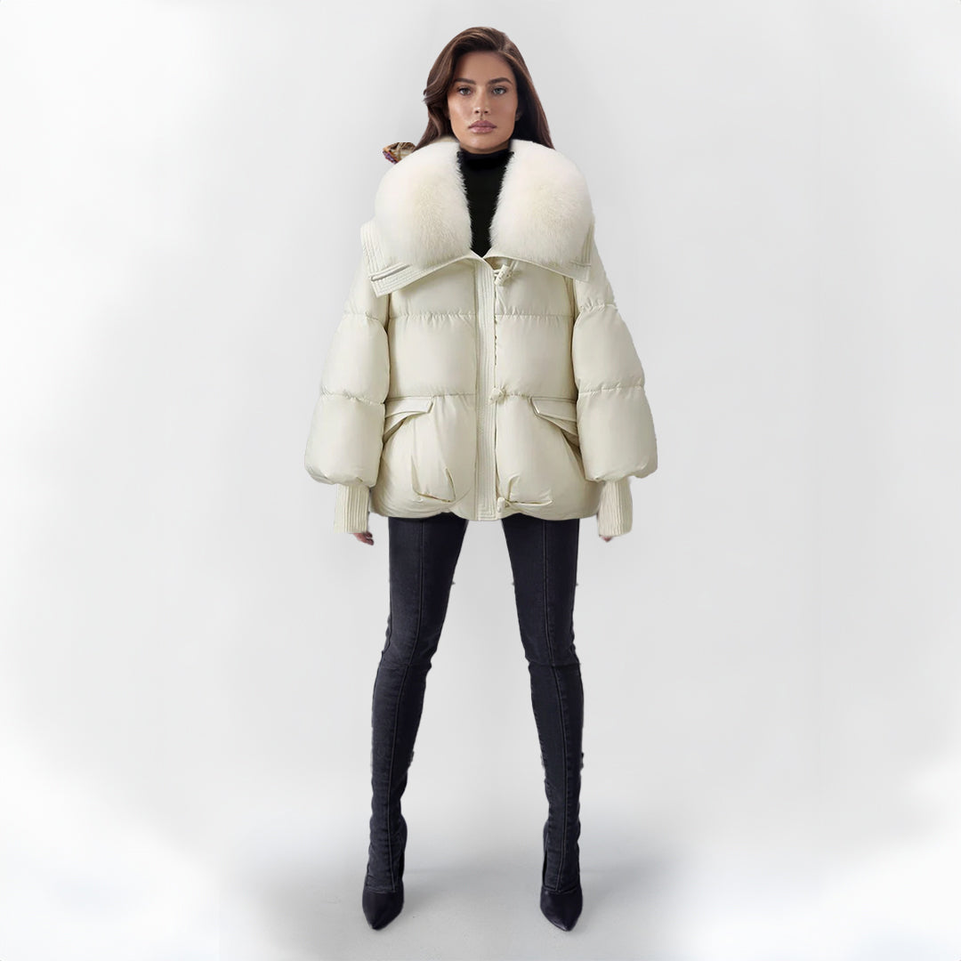 Gretl Damen Pufferjacke Kunstpelz Kragen