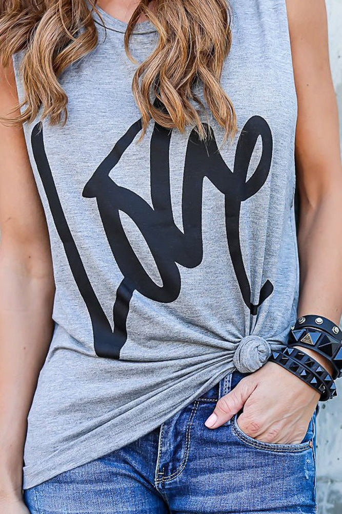 Damen T-Shirt mit Knotendetail und Schriftzug - Norvielle