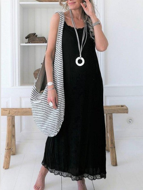 Damen Maxikleid Boho-Stil Spitzendetails Norvielle - Norvielle