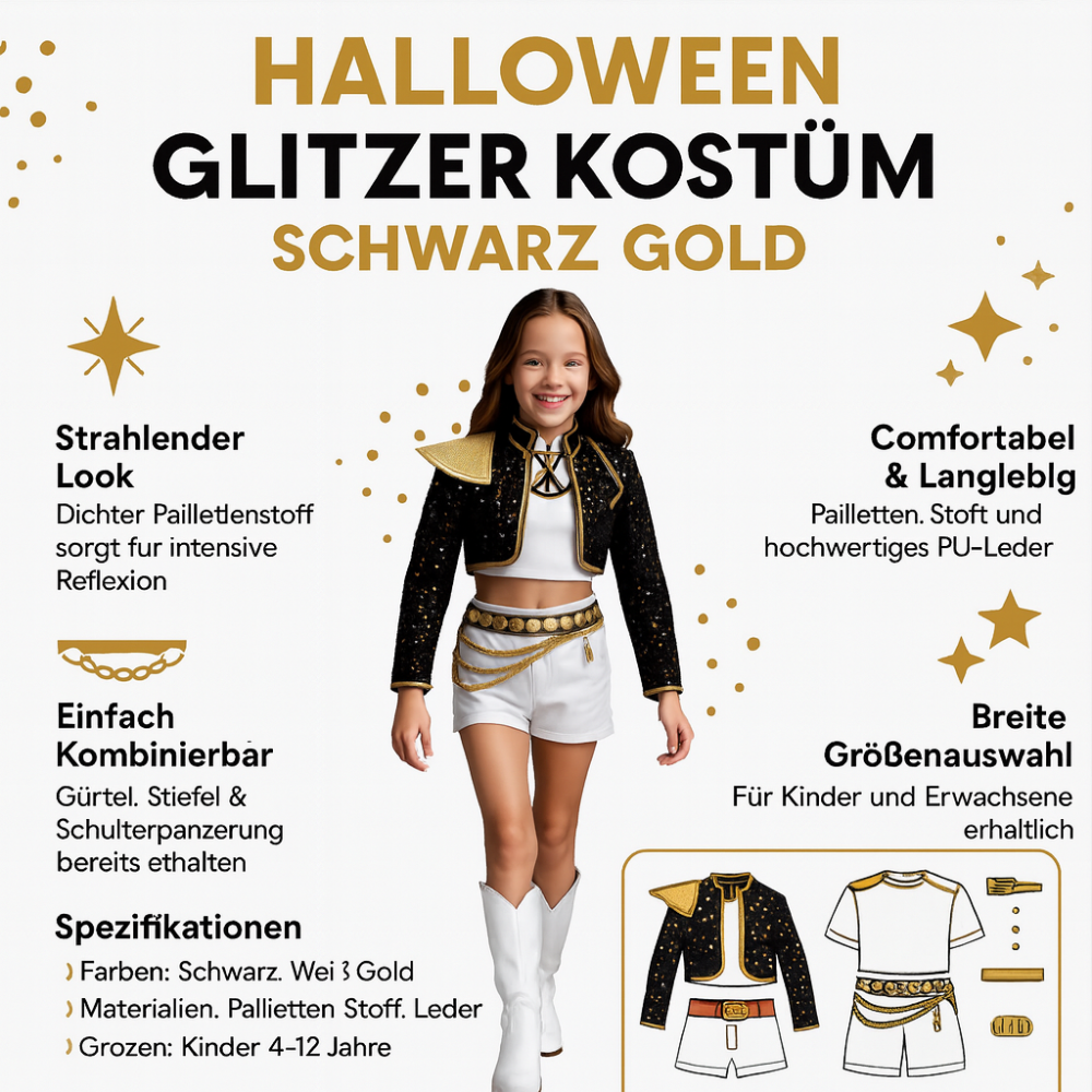 Damen Glitzerkostüm Gold