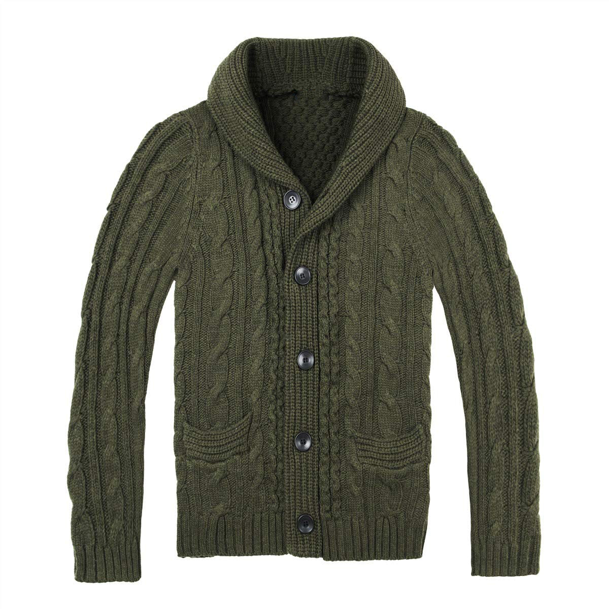 Herren Strickjacke Zopfmuster Praktische Taschen Stilvoll Beige