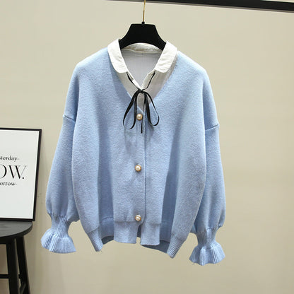 Damen Strickjacke Perlenknöpfe Weitschnitt Norvielle