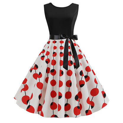 Damen Swingkleid Polka-Dots Muster Breiter Rock - Norvielle