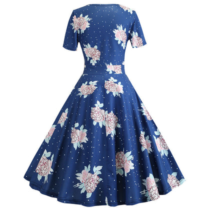 Damen Wickelkleid Floralmuster Punkte Norvielle