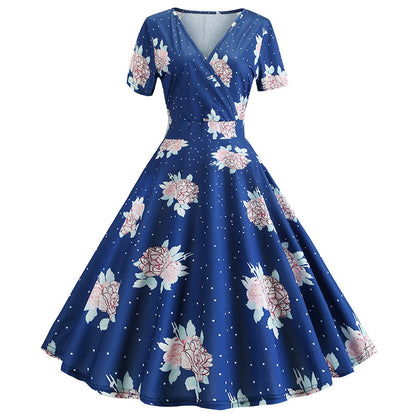 Damen Wickelkleid Floralmuster Punkte Norvielle - Norvielle