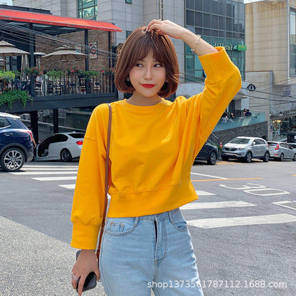 Damen Gestreifter Cropped Pullover Ballonärmel Norvielle