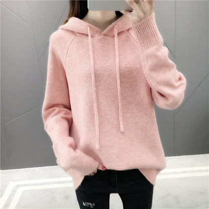 Damen Strickpullover mit Kapuze und Kordelzug Norvielle
