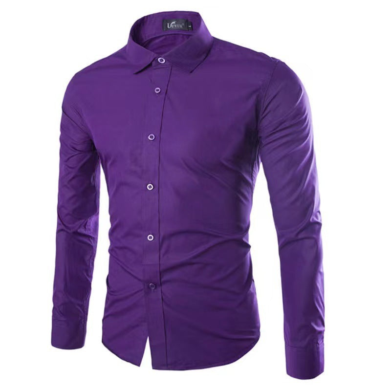 Herren Slim-Fit Hemd Atmungsaktives Bügelfrei