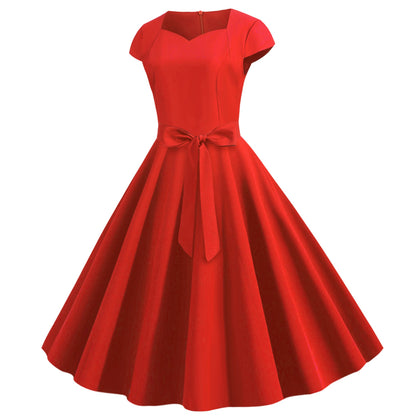 Damen Partykleid Weiter Rock Elegante Schleife