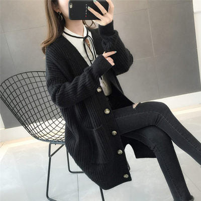 Damen Strickjacke Eingrifftaschen Knopfleiste Norvielle