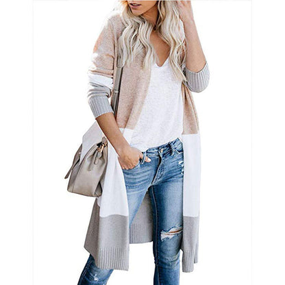 Damen Langarm Strickjacke Farbblock-Design Norvielle