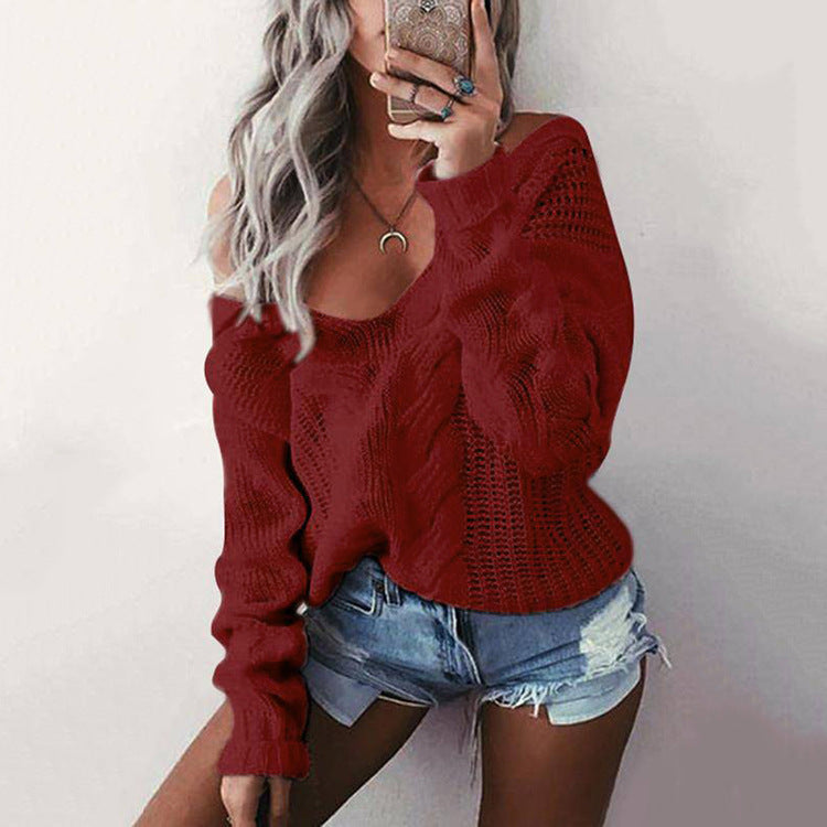 Damen Strickpullover Kastenform Raffinierte Lochmuster Norvielle