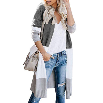 Damen Langarm Strickjacke Farbblock-Design Norvielle