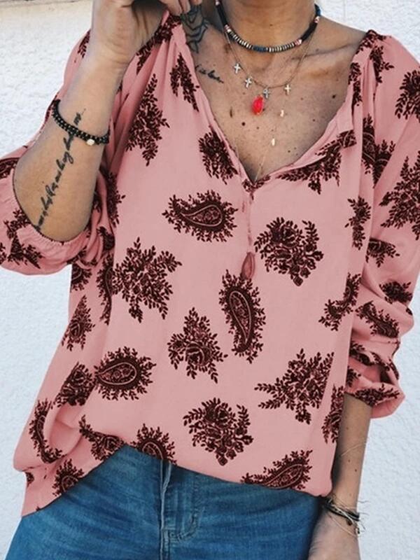 Damen Bluse Paisley-Muster Lässiger Schnitt