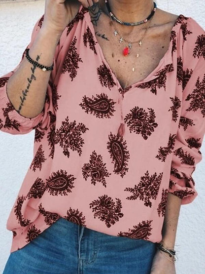 Damen Bluse Paisley-Muster Lässiger Schnitt