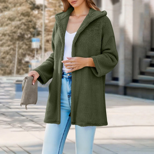 Adina Damen Teddyjacke Kapuze Locker Passform - Norvielle