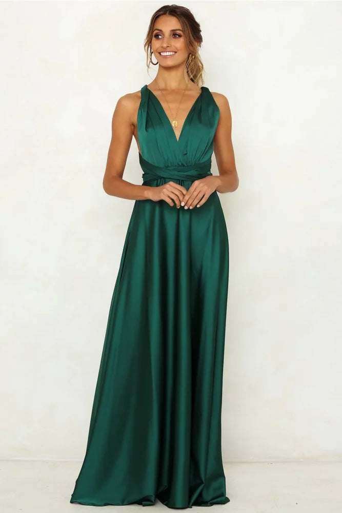 Damen Maxikleid mit Wickelausschnitt und langen Trägern Norvielle - Norvielle