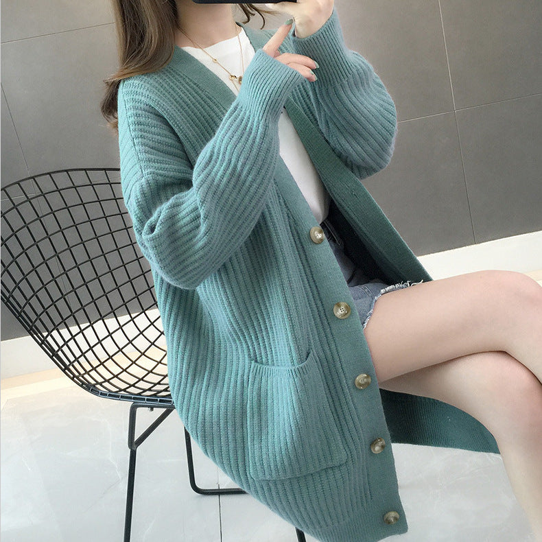 Damen Strickjacke Mit Taschen Und Knöpfen - Norvielle