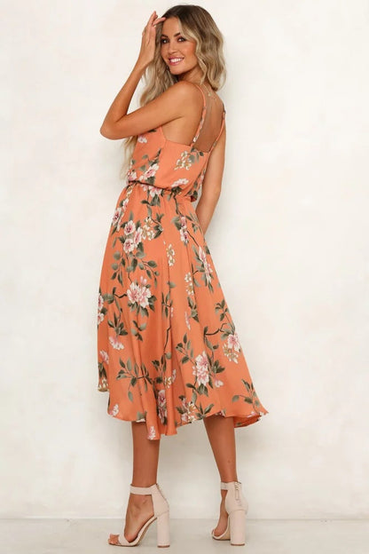 Damen Midikleid Floralmuster Luftig Norvielle