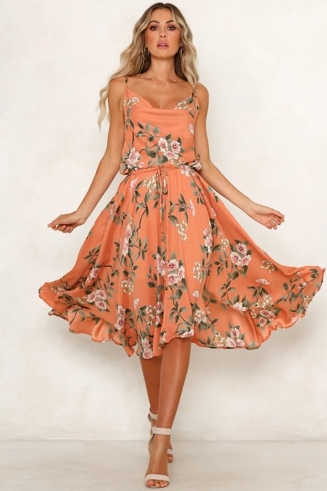 Damen Midikleid Floralmuster Luftig Norvielle - Norvielle