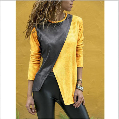 Damen Langarmshirt Stoffmix Asymmetrisch Norvielle