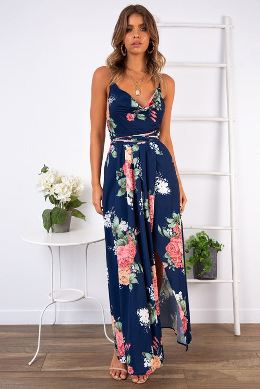 Damen Maxikleid V-Ausschnitt Blumenmuster Norvielle - Norvielle