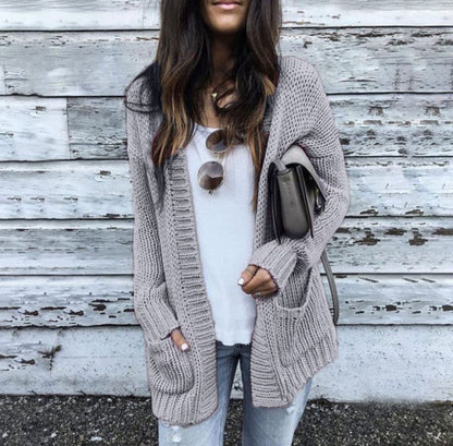 Damen Grobstrick Cardigan Tiefen Taschen Norvielle