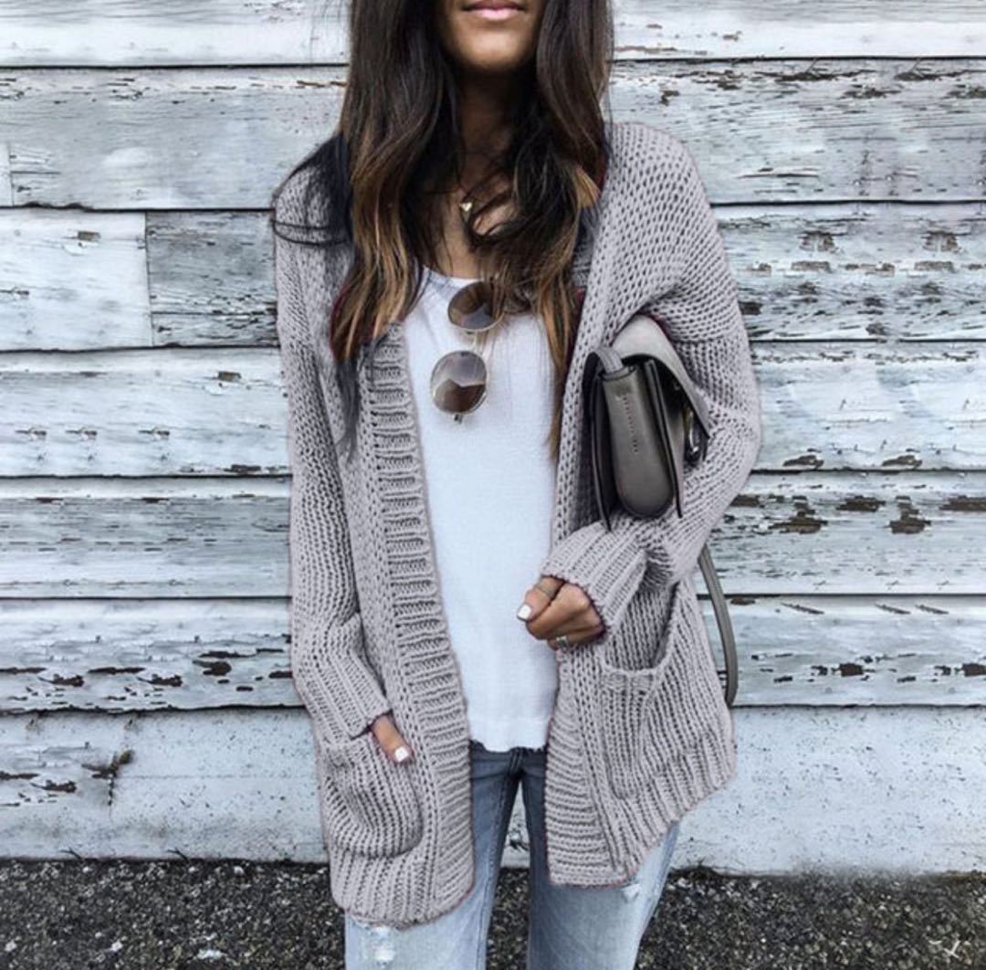 Damen Strickjacke Oversized Lässig
