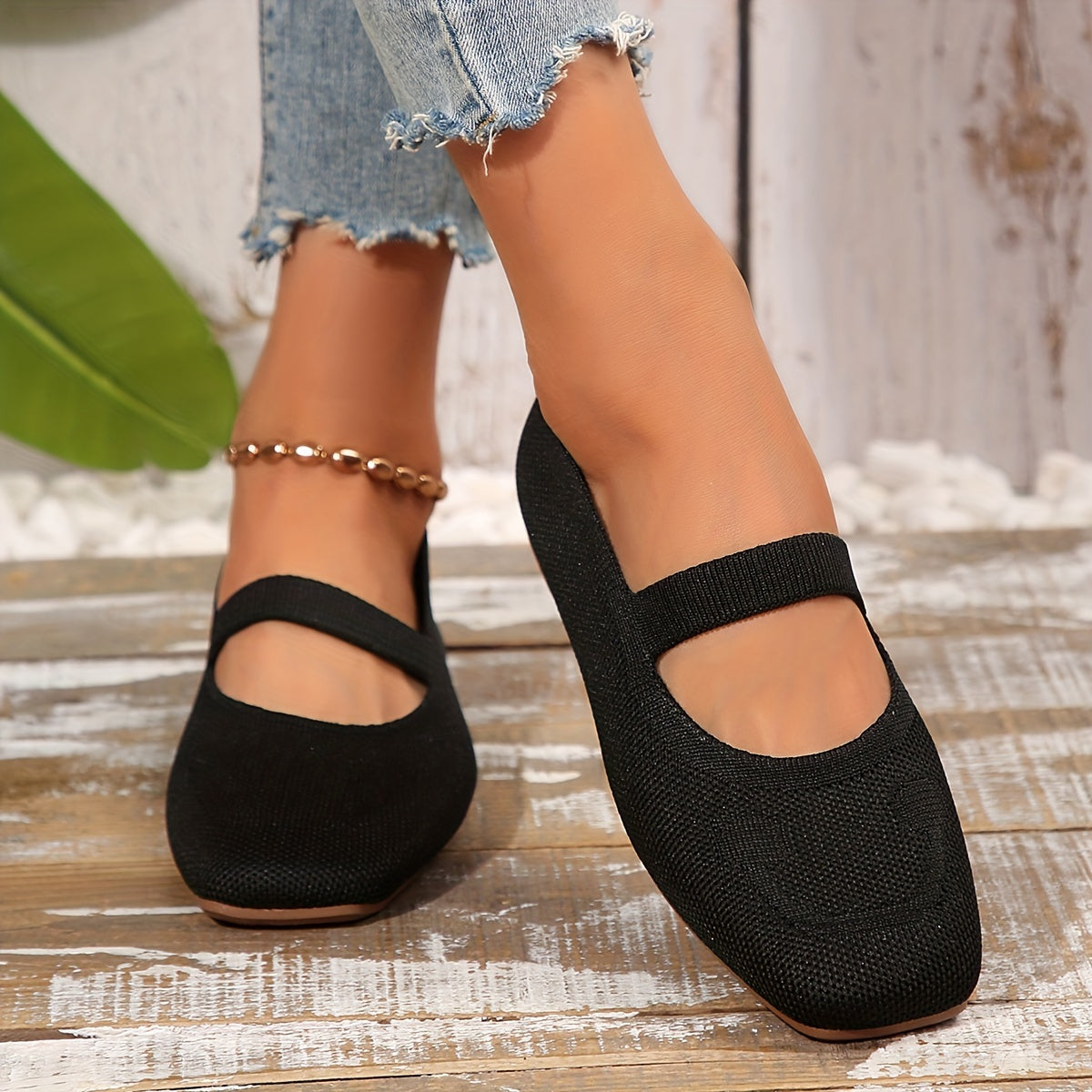 Norvielle Damen Ballerinas Einfarbig Schnürbar