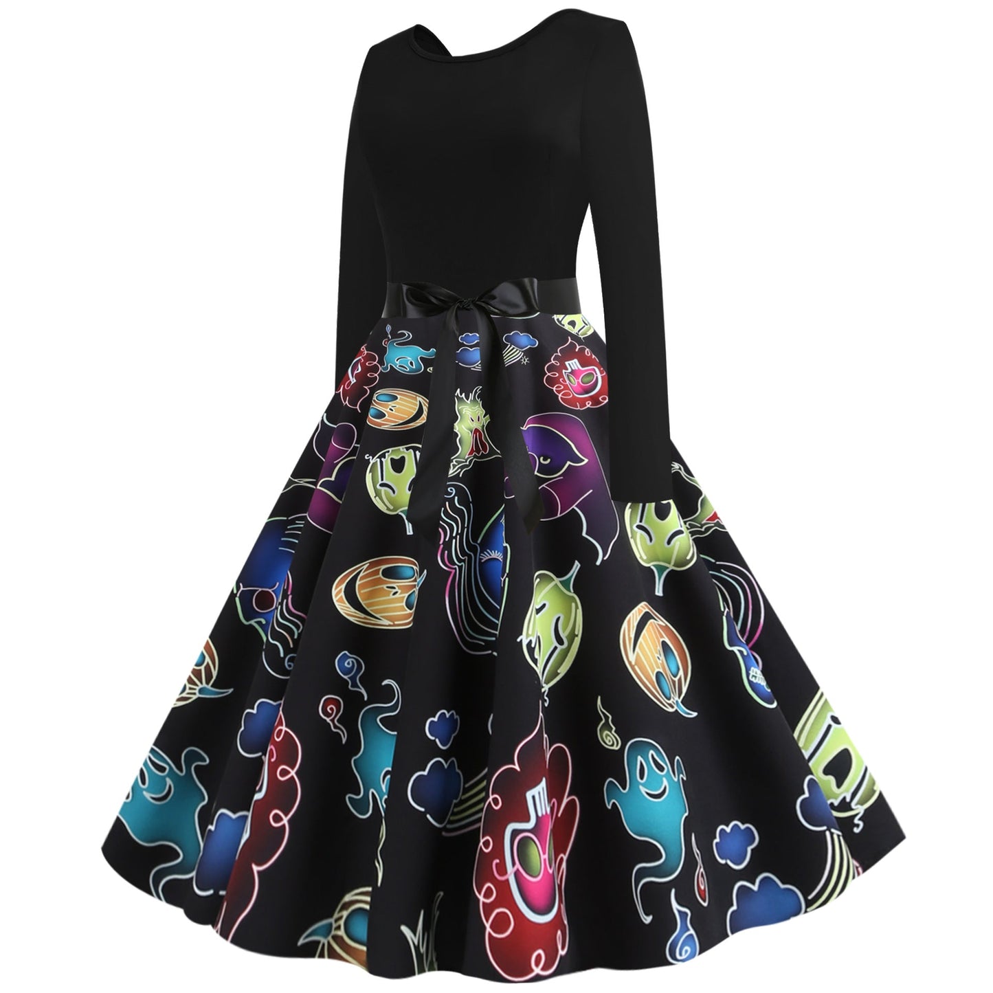 Damen Swingkleid Geisterdesign Schwingrock